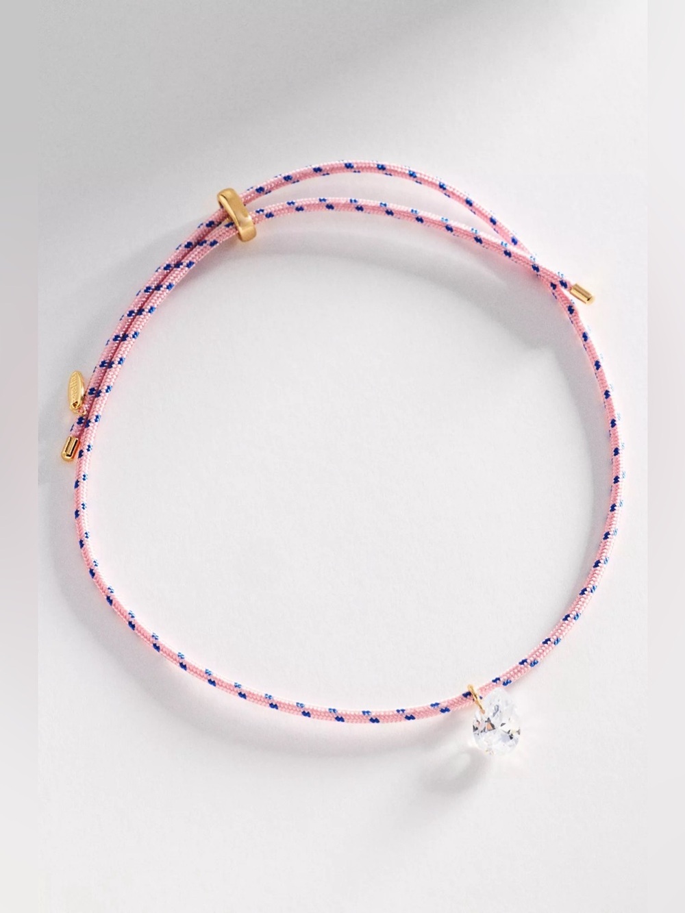 NWT Anthropologie Adjustable Corded Crystal Pendant Necklace, Pink